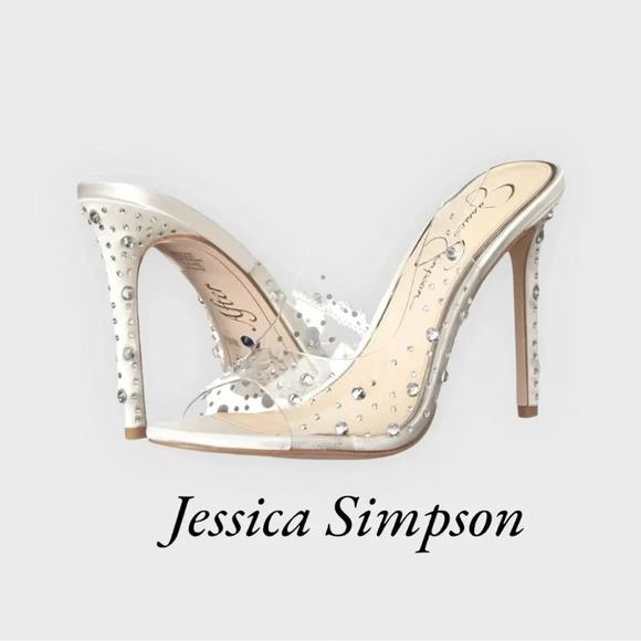 Jessica Simpson Womens Jaisey Open Toe Rhinestone Slingback Heels Used Once - Picture 1 of 6